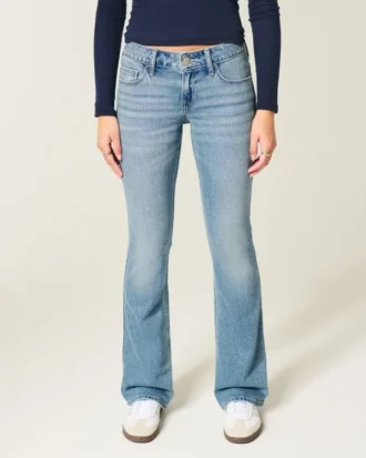 Lavtaljede bootcut-jeans i medium vask