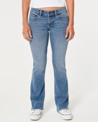 Lavtaljede bootcut-jeans i medium vask