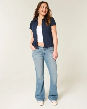 Lavtaljede bootcut-jeans i medium vask