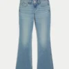 Lavtaljede bootcut-jeans i medium vask
