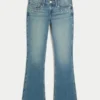 Lavtaljede bootcut-jeans med medium vask og nitter Lavtaljede bootcut-jeans med medium vask og nitter