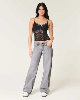 Lavtaljede grå baggy jeans