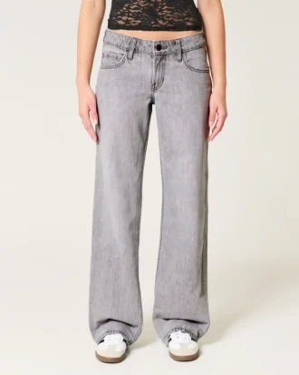 Lavtaljede grå baggy jeans