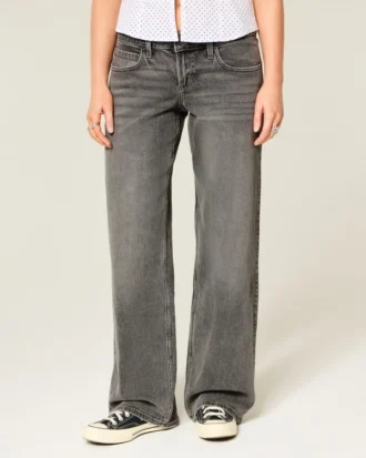 Lavtaljede grå baggy jeans