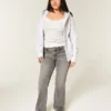 Lavtaljede grå bootcut-jeans