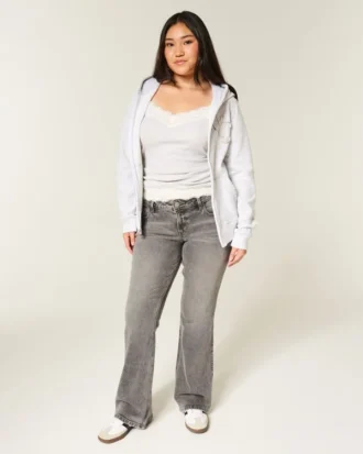 Lavtaljede grå bootcut-jeans