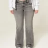 Lavtaljede grå bootcut-jeans