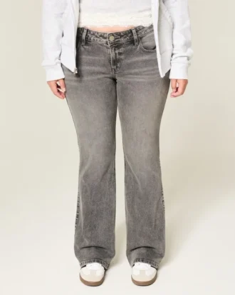 Lavtaljede grå bootcut-jeans