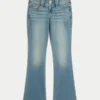 Lavtaljede jeans med medium vask og broderede blomster og bootcut-ben Lavtaljede jeans med medium vask og broderede blomster og bootcut-ben