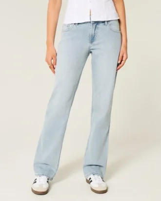 Lavtaljede, letvaskede, afslappede jeans med lige ben