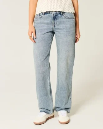 Lavtaljede, løse jeans i medium vask