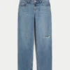 Lavtaljede, løse jeans med medium vask og rips Lavtaljede, løse jeans med medium vask og rips
