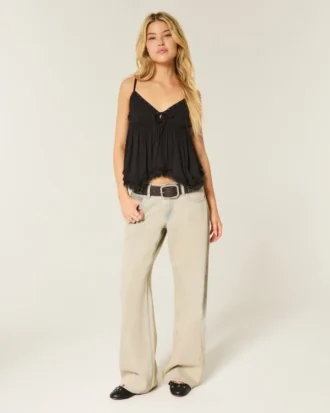 Lavtaljede, lysvaskede baggy jeans