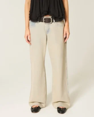 Lavtaljede, lysvaskede baggy jeans