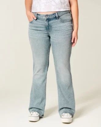 Lavtaljede, lysvaskede bootcut-jeans