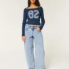 Lavtaljede, lysvaskede, koniske baggy jeans Lavtaljede, lysvaskede, koniske baggy jeans