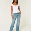 Lavtaljede, mediumvaskede, afslappede jeans med lige ben Lavtaljede, mediumvaskede, afslappede jeans med lige ben