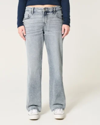 Lavtaljede, mediumvaskede, afslappede jeans med lige ben