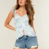 Lavtaljede mini-shorts i mediumvasket denim med distressed-look