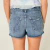 Lavtaljede mini-shorts i mediumvasket denim med distressed-look
