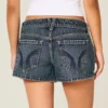 Lavtaljede mini-shorts i mørk vask