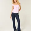 Lavtaljede mørkvaskede bootcut-jeans Lavtaljede mørkvaskede bootcut-jeans