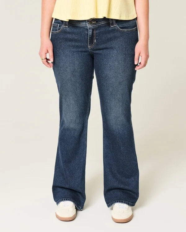 Lavtaljede mørkvaskede bootcut-jeans Lavtaljede mørkvaskede bootcut-jeans