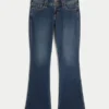 Lavtaljede mørkvaskede bootcut-jeans Lavtaljede mørkvaskede bootcut-jeans