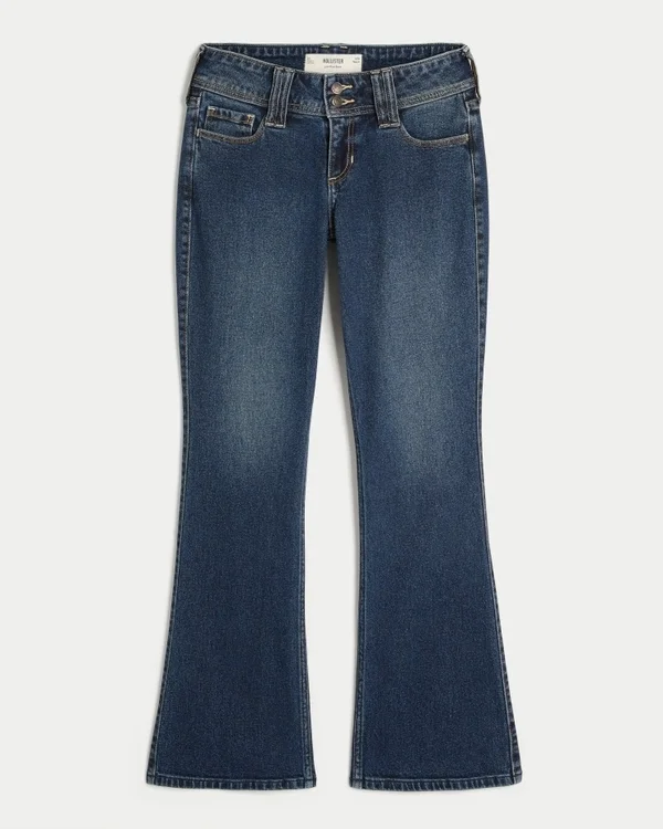 Lavtaljede mørkvaskede bootcut-jeans Lavtaljede mørkvaskede bootcut-jeans