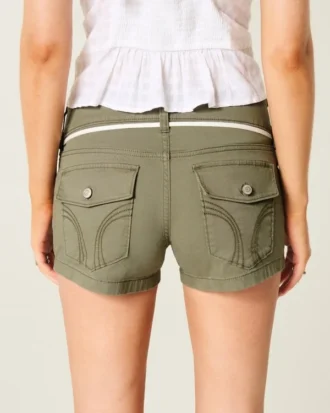 Lavtaljede poplin-shorts med snørebånd i taljen