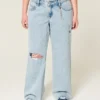 Lavtaljede, revne, lysvaskede baggy jeans Lavtaljede, revne, lysvaskede baggy jeans