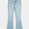 Lavtaljede, rippede, lysvaskede bootcut-jeans med broderi Lavtaljede, rippede, lysvaskede bootcut-jeans med broderi