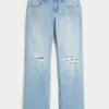 Lavtaljede, slidte, lyse, afslappede, lige jeans Lavtaljede, slidte, lyse, afslappede, lige jeans