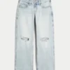 Lavtaljede, slidte, lyse, baggy jeans