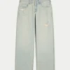 Lavtaljede, slidte, lysvaskede baggy jeans Lavtaljede, slidte, lysvaskede baggy jeans