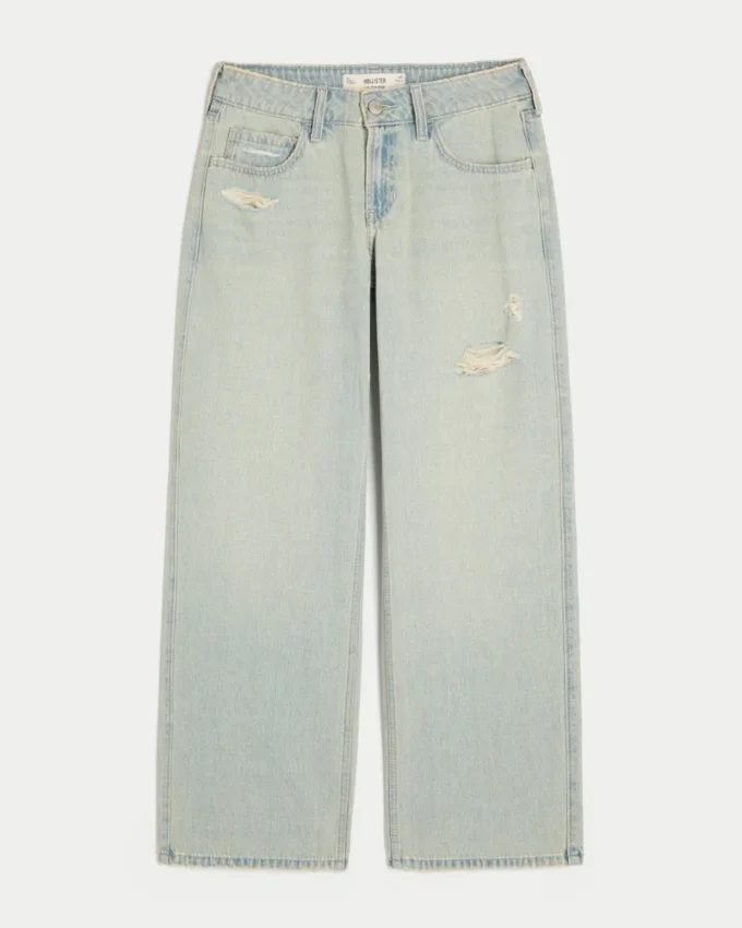 Lavtaljede, slidte, lysvaskede baggy jeans Lavtaljede, slidte, lysvaskede baggy jeans