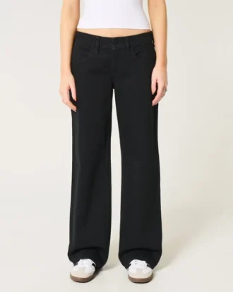 Lavtaljede sorte baggy jeans