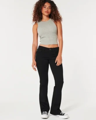 Lavtaljede sorte bootcut-jeans