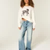 Lavtaljede Y2K-baggy jeans i medium vask Lavtaljede Y2K-baggy jeans i medium vask