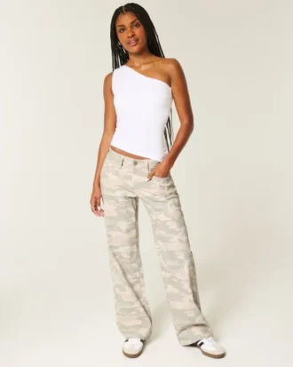 Lavtaljede Y2K Camo Baggy Jeans