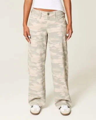 Lavtaljede Y2K Camo Baggy Jeans