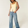 Lavtaljet baggy jeans med medium vask og Los Angeles-grafik Lavtaljet baggy jeans med medium vask og Los Angeles-grafik