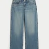 Lavtaljet baggy jeans med medium vask og Los Angeles-grafik Lavtaljet baggy jeans med medium vask og Los Angeles-grafik