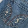 Lavtaljet broderet denim miniskort Lavtaljet broderet denim miniskort