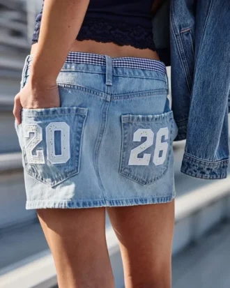 Lavtaljet Class of ’26 denim miniskort Lavtaljet Class of ’26 denim miniskort