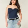 Lavtaljet denim miniskort Lavtaljet denim miniskort