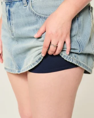 Lavtaljet denim miniskort Lavtaljet denim miniskort