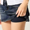 Lavtaljet denim miniskort Lavtaljet denim miniskort