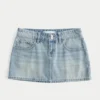 Lavtaljet denim miniskort Lavtaljet denim miniskort