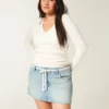 Lavtaljet denimminiskirt med snøre Lavtaljet denimminiskirt med snøre